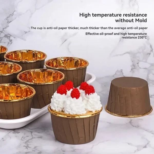 50pcs Disposable Baking Roll Top Cups Utensils Cake Paper Oilproof High Temperature Muffin Dessert Cups Cake Decoration - Image 2