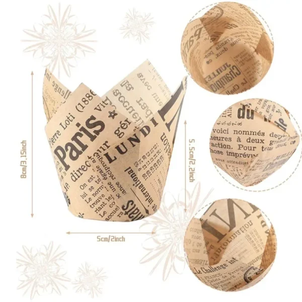 50pcs Newspaper Style Baking Cup Cupcake Liner Cupcake Wrapper Molde Cupcake Paper Cups Bakeware Tool for Wedding Birthday Party - Image 4