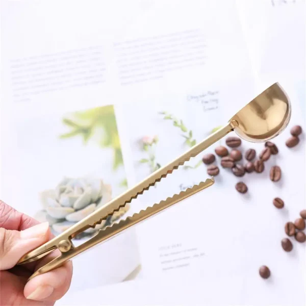 2-in-1 Coffee Scoop Stainless Steel Coffee Powder Measuring Scoop with Sealing Clip Tea Milk Powder Scoop Coffee Accessories - Image 3