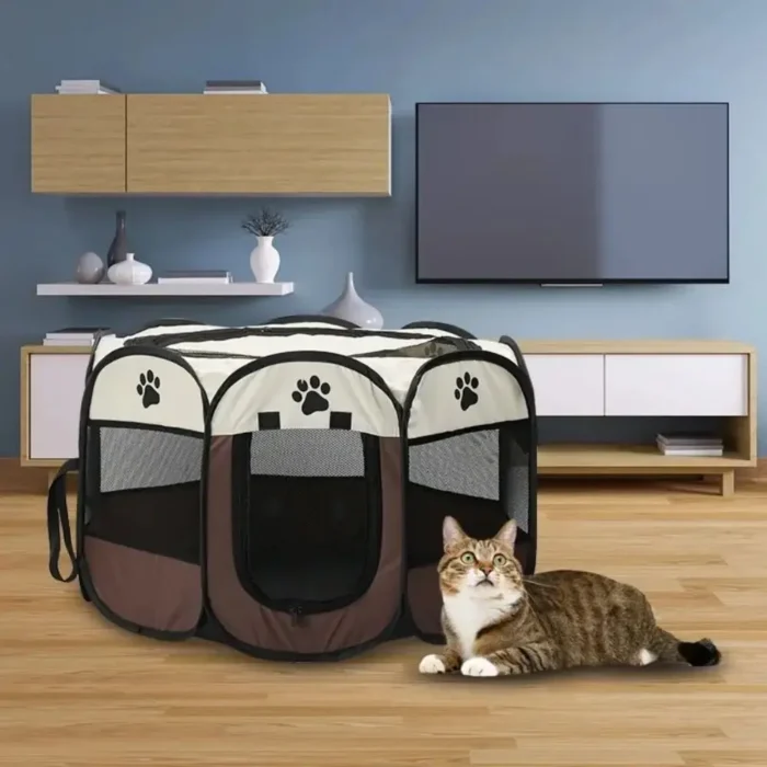 kf-S4a3f0cc2fb7e41ac860ccf92dbd89378K Portable Foldable Pet Tent Kennel Octagonal Fence Puppy Shelter Easy To Use Outdoor Easy Operation Large Dog Cages Cat Fences - Image 2