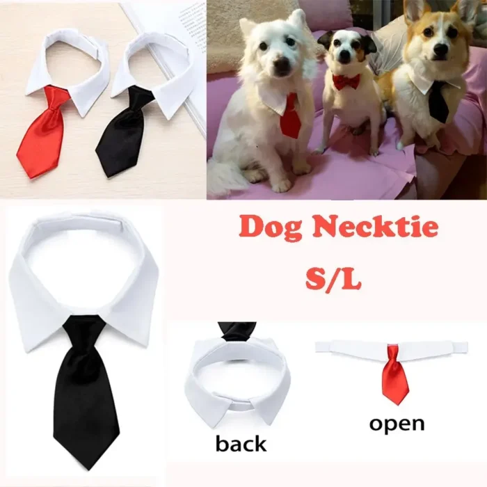 kf-S4de4998982ff47f084d42e5d4fbaa072V Pet Dog Cat Formal Necktie Tuxedo Bow Tie Black and Red Collar for Dog & Cat Pet Accessories for Wedding Holiday and Party Gift - Image 2