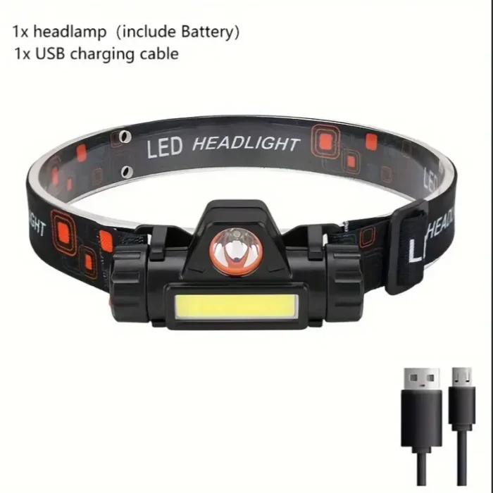 kf-S509b65d322d345ac8aacf1665d873b25X Rechargeable COB LED USB Headlamp Strong Magnetic Powerful Headlight Super Bright Waterproof Head Torch For Outdoor Fishing - Image 1