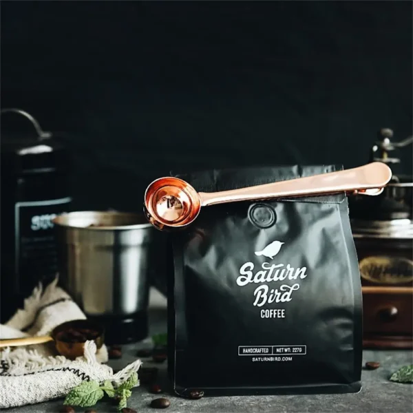 2-in-1 Coffee Scoop Stainless Steel Coffee Powder Measuring Scoop with Sealing Clip Tea Milk Powder Scoop Coffee Accessories - Image 2