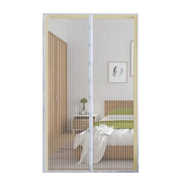 kf-S5589273201f84fc0b6705d8b529b2c97x Automatic Magnetic Mesh Door Screen White Black Polyester Insect Mosquito Protection Easy Self-Sealing for Bedrooms Balconies - Image 1