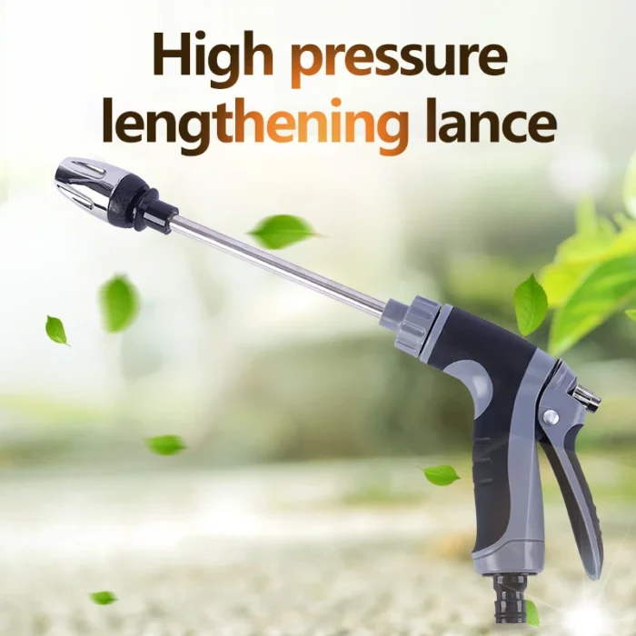 kf-S59f0e12539ce4140a99f1e872c4d9744J High-Pressure Car Wash Water Gun Household And Alloy Long Pole With Rubber Handle Watering Tools Metal Extension Wrapped - Image 1