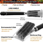 LMETJMA Safe Grill Brush and Scraper with Deluxe Handle 18 inch Grill Cleaner Brush Stainless Steel Bristle Grill Brush JT61 - Image 4