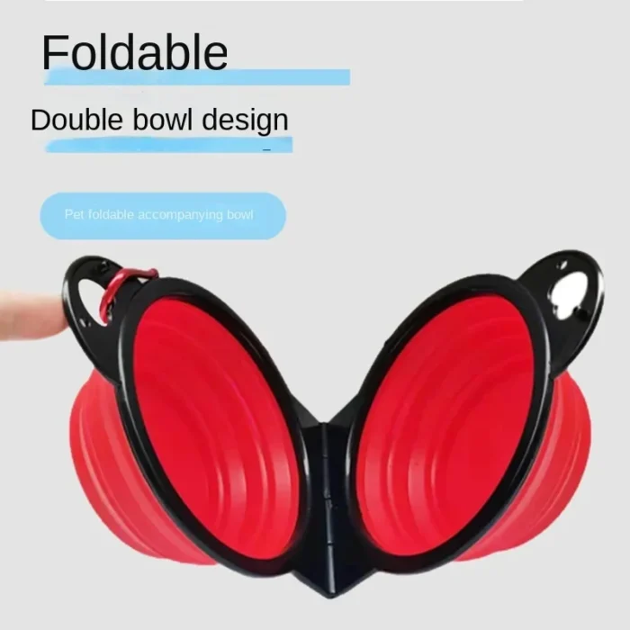 kf-S5b6edae713bb4ec59b39af8c471102e1N 1-piece 2-in-1 foldable dual bowl feeding bowl portable outdoor travel dog and cat drinking bowl - Image 4