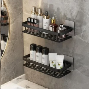 Wall Mounted Shower Rack Large Capacity No Drilling for Bathroom Kitchen Space Saving Easy Install Store Toiletries Cosmetics