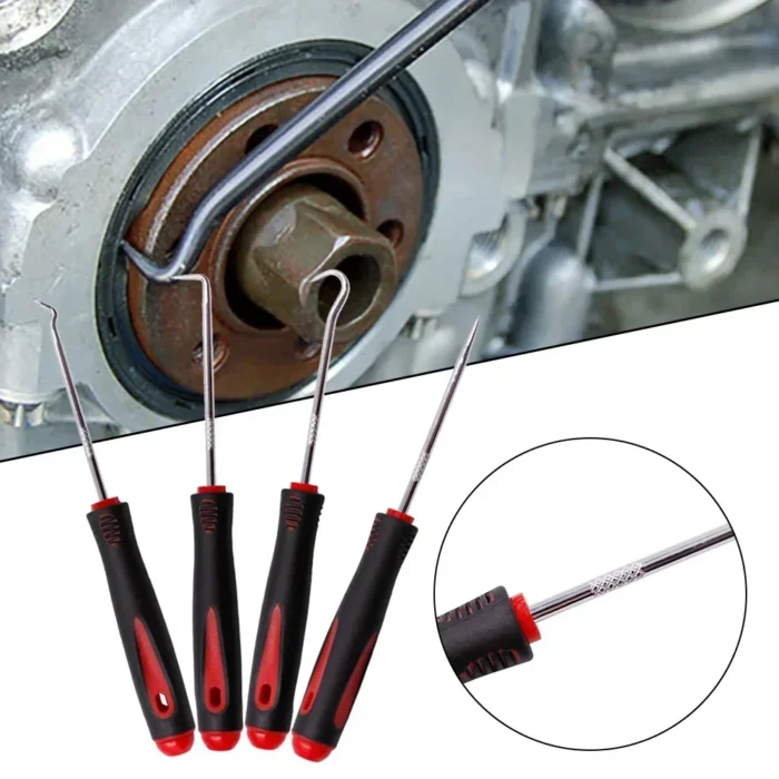 kf-S5e708cea51ba4697a06672fe00fa783d9 4pcs Car Pick Hook Set, O-Ring Seal Remover, Oil Seal Puller, Auto Repair Tools for Gasket & Seal Repair - Image 1