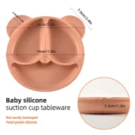 1pc 20x20x3cm Cute Bear Baby Food Supplement Tableware - Food Grade Silicone Suction Cup Dinner Plate Fall-proof Food Bowl - Image 2