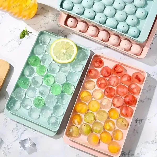 33-Cavity Round Silicone Ice Cube Tray for Making Clear Ice Balls & Spheres Beverages, Kitchen Use, Cocktail Ice Mold Stylish - Image 6