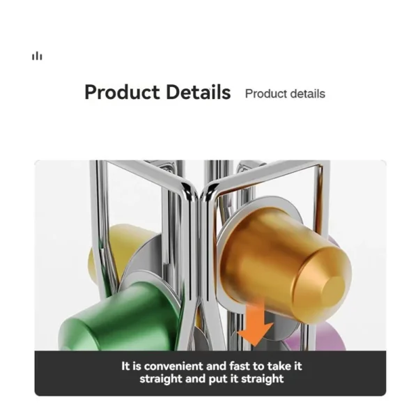 Rotatable Coffee Capsule Organizer Coffee Capsule Display Rack Max Capacity 40 Capsules 360 Degree Rotating Organizer Metal Plat - Image 3