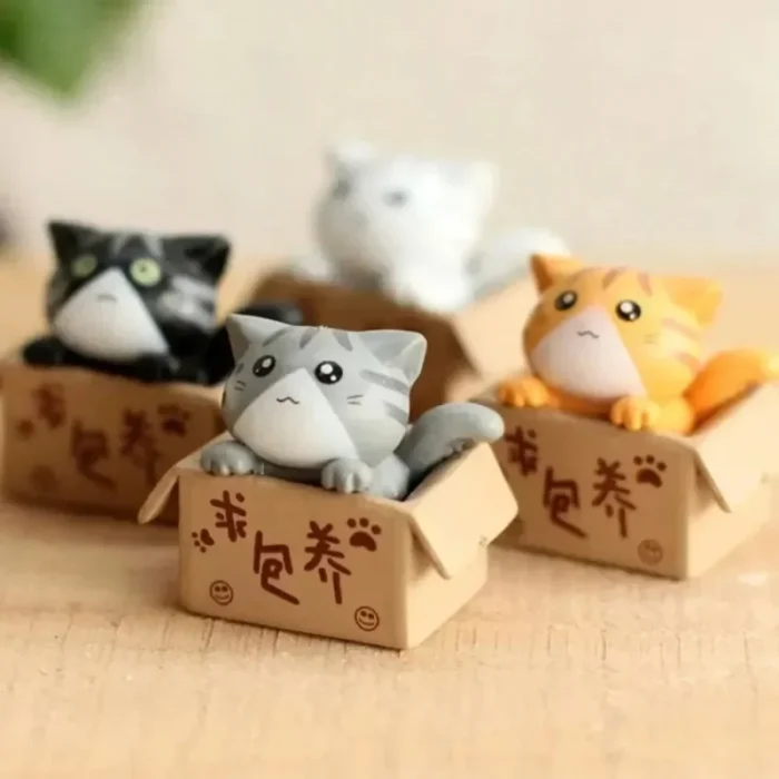 kf-S6526361a5b984f3d83ef9bbeb856d28ft 4pcs Mini Cat Ornament Garden Kitten Statue Gift For Kids Children Baby Room Cute Kawaii Toy Miniature Figurines Home Decoration - Image 1