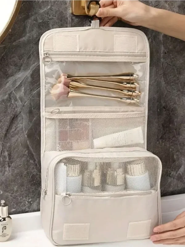kf-S65d5007c13a149408f69057e1b7cbb55S 1pc Travel Toiletry Bag, Portable Cosmetic Wall Hanging Makeup Storage Bag For Shower Room Accessories - Image 1