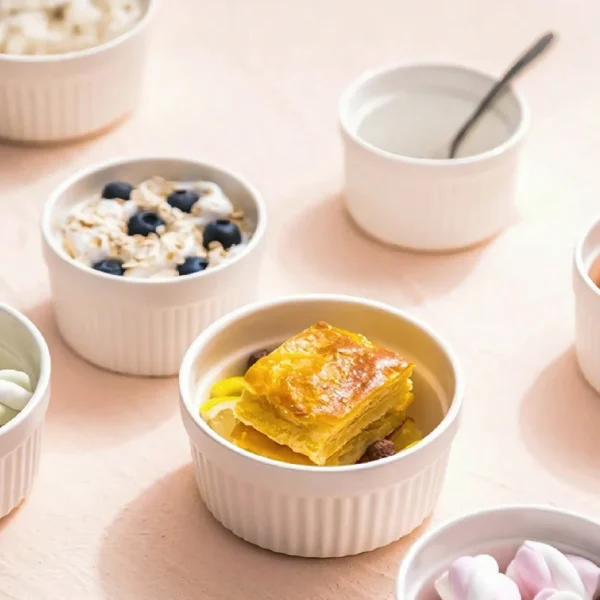 Premium Ceramic Striped Bowls, Non-Stick and Heat-Resistant, Perfect for Serving Desserts and Snacks, Dishwasher Safe - Image 3