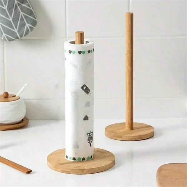 1pc Wooden Paper Towel Dispenser Holder, Freestanding Paper Towel Roll Stand, Tissue Rack For Kitchen & Dining Room - Image 6