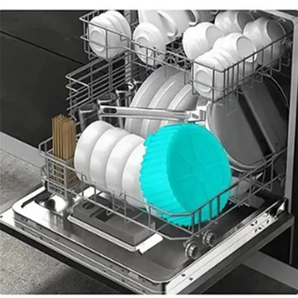 1PC Air Fryer Silicone Baking Tray Mat Circular High-Temperature Resistant Foldable Food Grade Double Ear Baking Tray - Image 2
