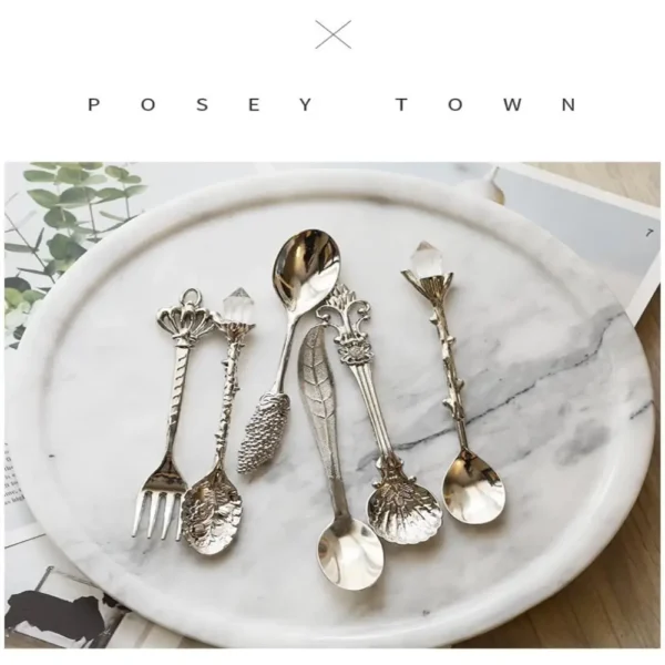 6pcs Vintage Palace Coffee Spoon 6pcs Set Ice Cream Spoon Jam Spoon Dessert Spoon Zinc Alloy Coffee Spoon Tableware Kitchen Uten - Image 2