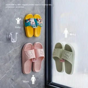 4pcs Wall-Mounted Slipper Racks Space Saving Organizer with Hooks for Bathroom Living Room Durable ABS Plastic Easy Install