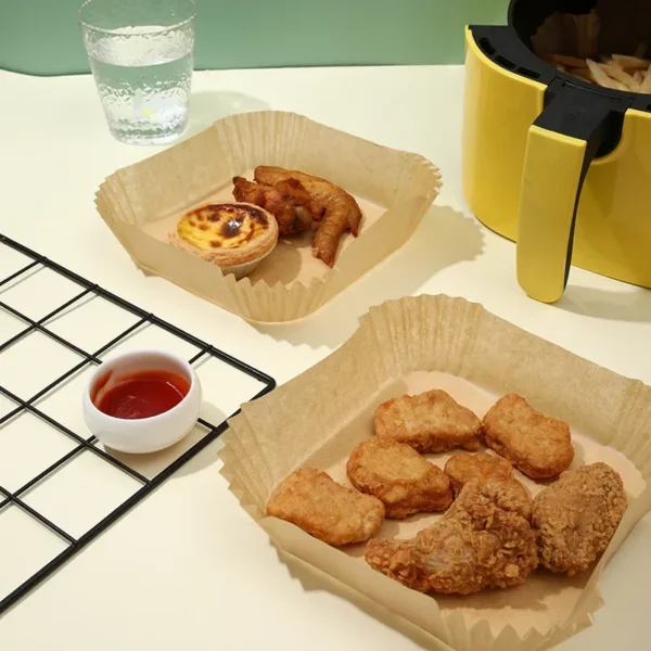 100Pcs Air Fryer Paper Oil Proof Isolation Paper Tray Disposable Non Stick Baking Pad Convenient And Durable Air Fryer Square - Image 4