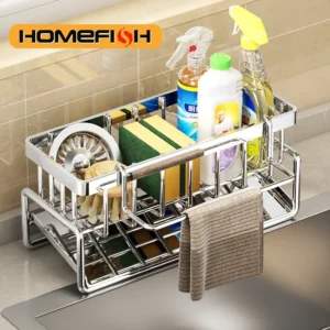 Sink Caddy Sponge Holder Sink Basket Brush Holder Dish Cloth Hanger Soap Rack Sink Stopper Holder Sponge Holder for Kitchen Sink