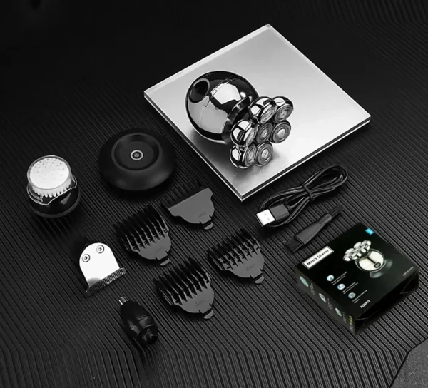 kf-S8b9f900a98444647bc877194dc822079P Electric Shaver 7D Floating Cutter Head Base Charging Portable Men Beard Trimmer Clipper Skull Shaver Waterproof Shaving - Image 1