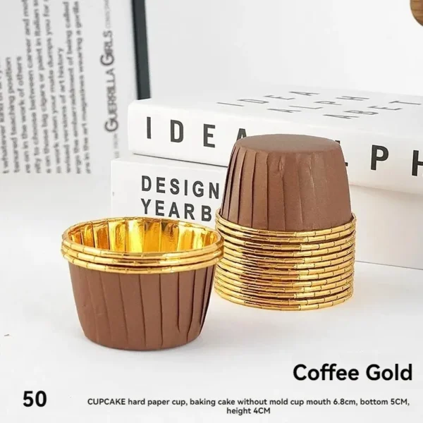 50pcs Disposable Baking Roll Top Cups Utensils Cake Paper Oilproof High Temperature Muffin Dessert Cups Cake Decoration - Image 3