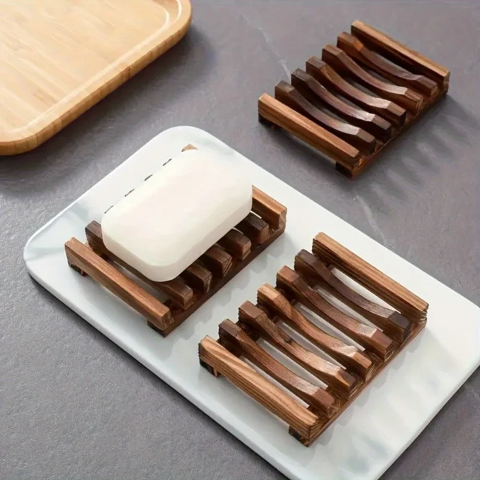 kf-S9948e5798aed4409b7320db534d69417B Elegant Wooden Soap Dish with Self-Draining Design - Perfect for Bathroom Decor and Organization, Natural Wood Finish soap box - Image 1