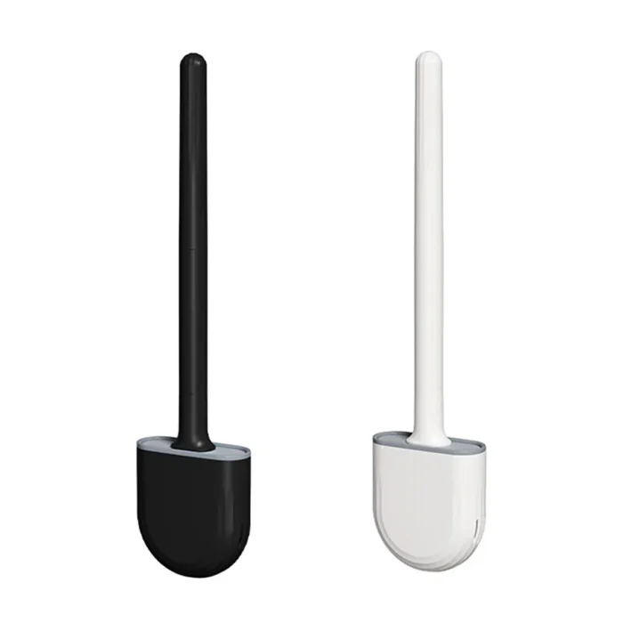 Wall-mounted toilet brush silicone flat brush head toilet brush cleaning brush set toilet clean brush bathroom - Image 1
