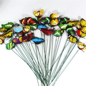A 24PCS 10PCS 3DThree-Dimensional PVC Simulation Butterfly Outdoor Garden Decoration Creative Floral Pole Color Random Beautiful