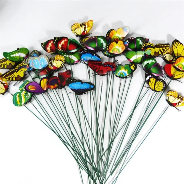 A 24PCS 10PCS 3DThree-Dimensional PVC Simulation Butterfly Outdoor Garden Decoration Creative Floral Pole Color Random Beautiful - Image 2