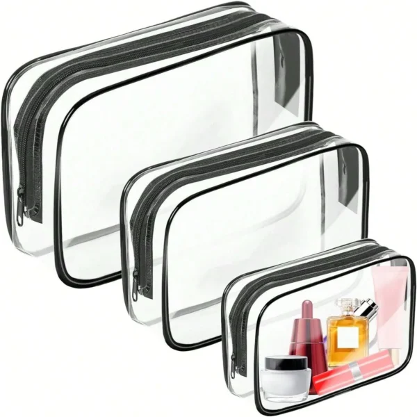 Clear Toiletry Bag,Portable Travel Makeup Bags With Zipper Clear Organizer Bags PVC Cosmetic Pouch For Airport Airline Compliant - Image 6
