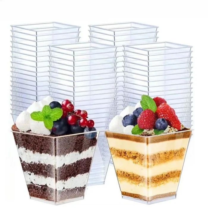 kf-Sa8f32f518a1b466797ca678d29624783s 100/50 Reusable Square Mini Cups Plastic Dessert Shooters for Parties Appetizers Halloween Wedding Hand Wash - Image 1