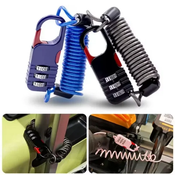 kf-Sb2c06c344cb640b5ac078b85718d3fa5g Bicycle Anti-Theft Motorcycle Three-Digit Password Combination Safety Rope Wire Rope Helmet Lock Multi-purpose Safety Rope Lock - Image 1