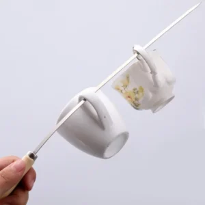 10pcs Wooden handle anti-scalding barbecue skewers can be reused 304 stainless steel metal barbecue skewers wide skewers