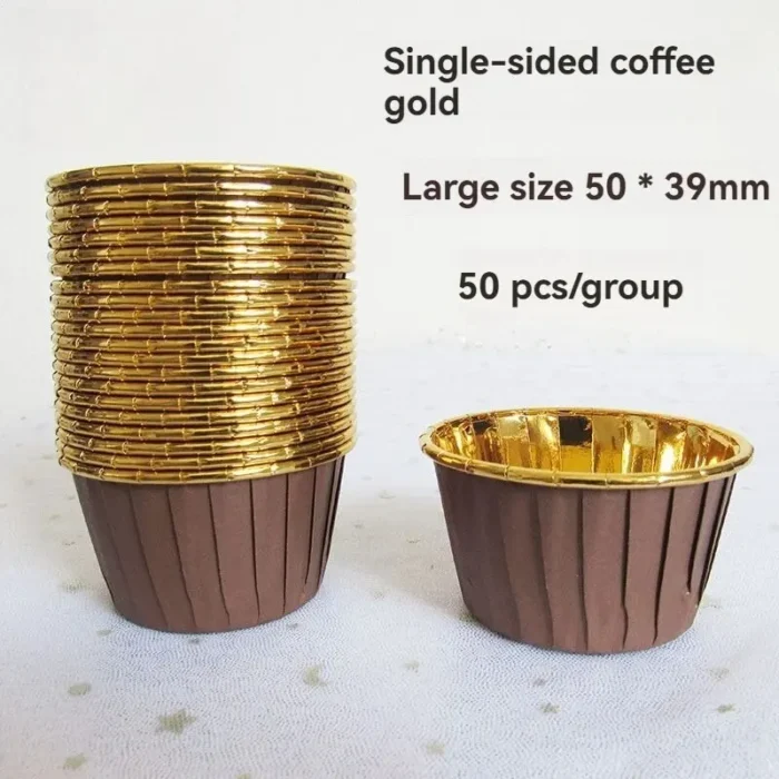 kf-Sb7757e17acb14ef6b54c06614102dc45u 50pcs Disposable Baking Roll Top Cups Utensils Cake Paper Oilproof High Temperature Muffin Dessert Cups Cake Decoration - Image 4