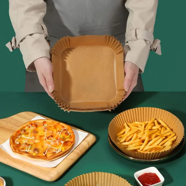 50pcs Air Fryer Paper Grease Absorbent Paper For Household Baking Pans With Thickened Silicone Paper Pads - Image 4