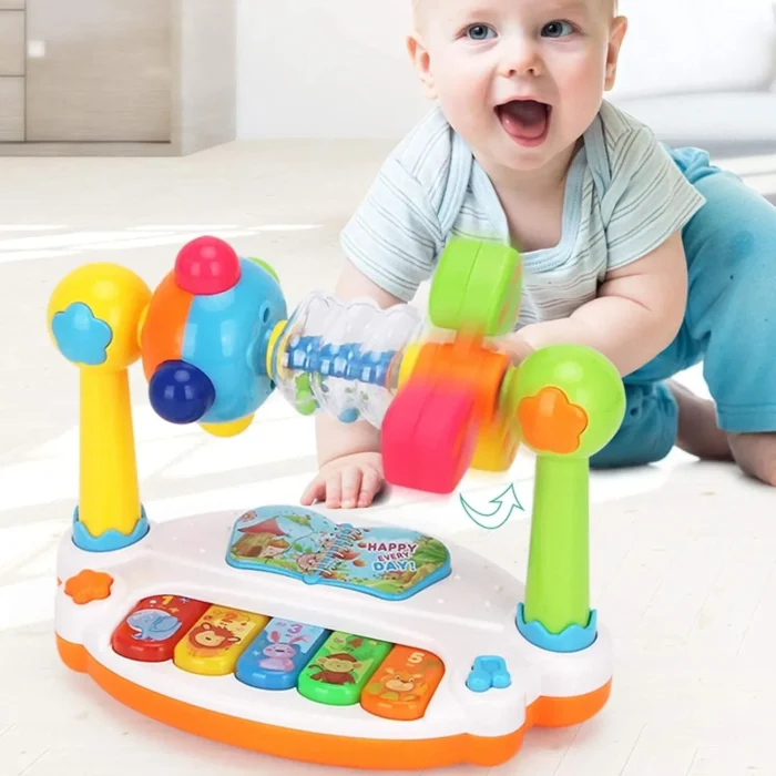 kf-Sb85716375ae945d9b378b5e54f4941c3a Baby Piano Toys Kids Rotating Music Piano Keyboard With Light Sound, Musical Toys For Toddlers, Early Educational Music Toy - Image 1