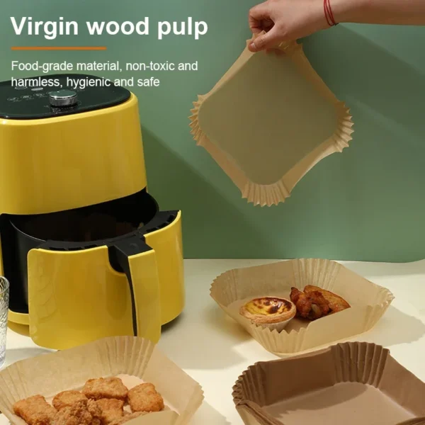 100Pcs Air Fryer Paper Oil Proof Isolation Paper Tray Disposable Non Stick Baking Pad Convenient And Durable Air Fryer Square - Image 5