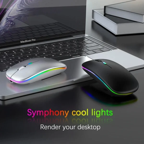 Rechargeable Bluetooth Wireless Mouse with 2.4GHz USB RGB 1600DPI Mouse for Computer Laptop Tablet PC Macbook Gaming Mouse Gamer - Image 1