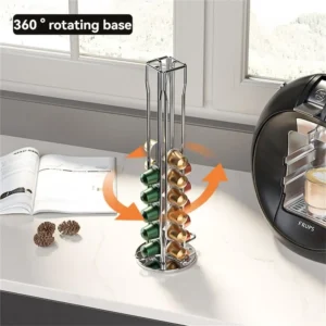 Rotatable Coffee Capsule Organizer Coffee Capsule Display Rack Max Capacity 40 Capsules 360 Degree Rotating Organizer Metal Plat