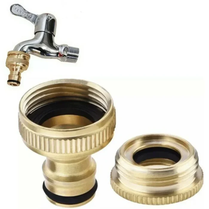 kf-Sc28e25cc5245492f8f32c7b87df65f01N Pressure Washer Hose Adaptor Brass Hose Tap Connector 3/4'' 1/2'' THREADED GARDEN WATER PIPE ADAPTER FITTING Watering Equipment - Image 1