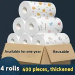 50 100pcs/roll Dishcloth Absorbent Thickened Kitchen Paper Dry Wet Use Non Greasy Random Pattern for Sink Cleaning Dishwashing