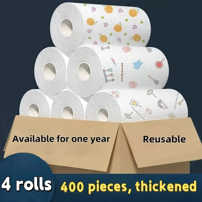 50 100pcs/roll Dishcloth Absorbent Thickened Kitchen Paper Dry Wet Use Non Greasy Random Pattern for Sink Cleaning Dishwashing - Image 1
