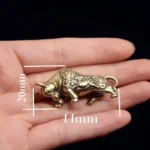 Brass Lucky Bull Statue, Copper Animal Figurine for Home & Office Desk Decor, Wealth Bring Ornaments