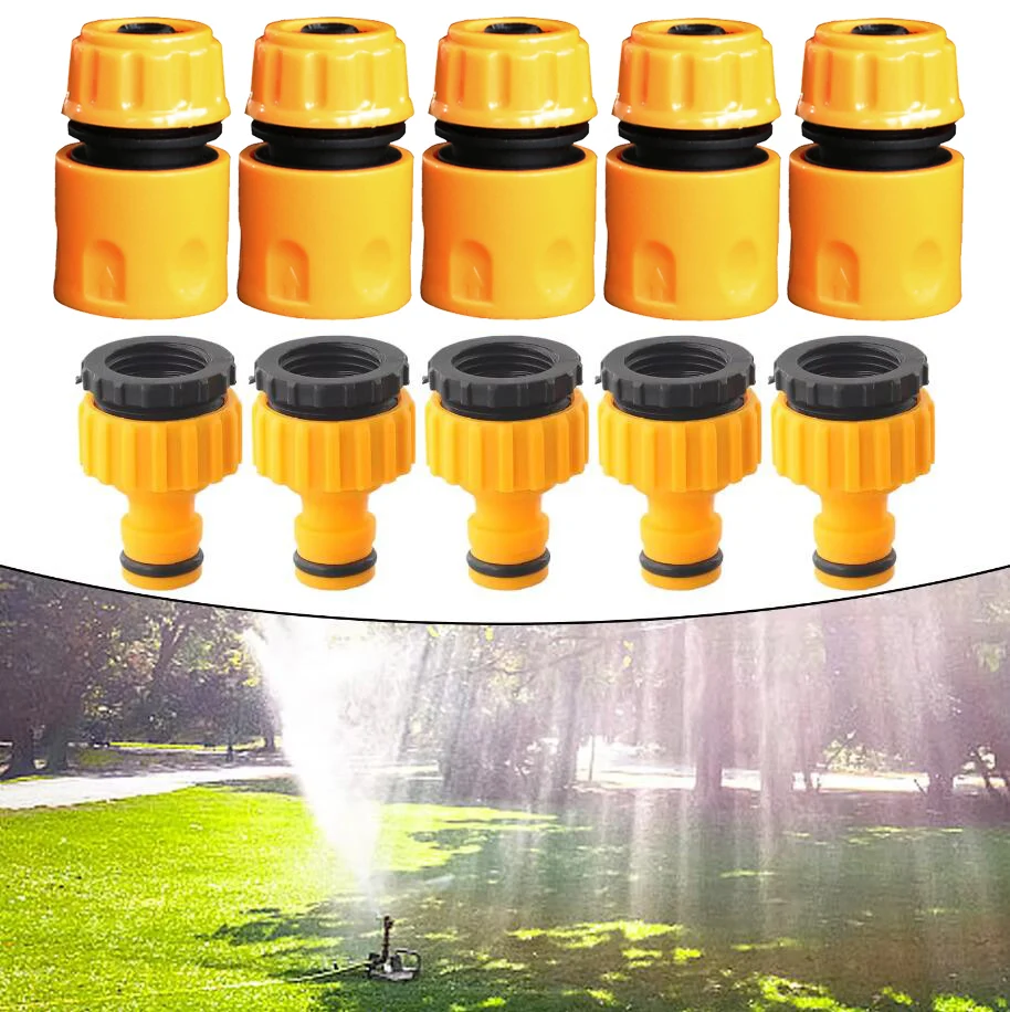 kf-Scb2da27692d54f2a8ebe7e73e80f6086c 10pcs Hose Quick Connectors, 3/4 & 1/2 Inch Faucet Adapter for Garden Irrigation, Threaded Water Tap Connector - Image 1