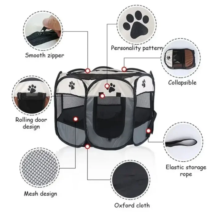 kf-Sd08b03967cb143709fd16f1aa063be77z Portable Foldable Pet Tent Kennel Octagonal Fence Puppy Shelter Easy To Use Outdoor Easy Operation Large Dog Cages Cat Fences - Image 3