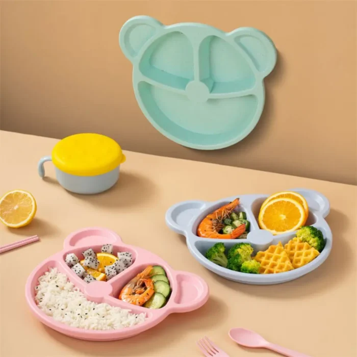 kf-Sd422b54049c248f4aeaaa213abaf50d6y 1pc 20x20x3cm Cute Bear Baby Food Supplement Tableware - Food Grade Silicone Suction Cup Dinner Plate Fall-proof Food Bowl - Image 6