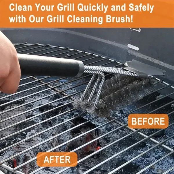 LMETJMA Safe Grill Brush and Scraper with Deluxe Handle 18 inch Grill Cleaner Brush Stainless Steel Bristle Grill Brush JT61 - Image 6