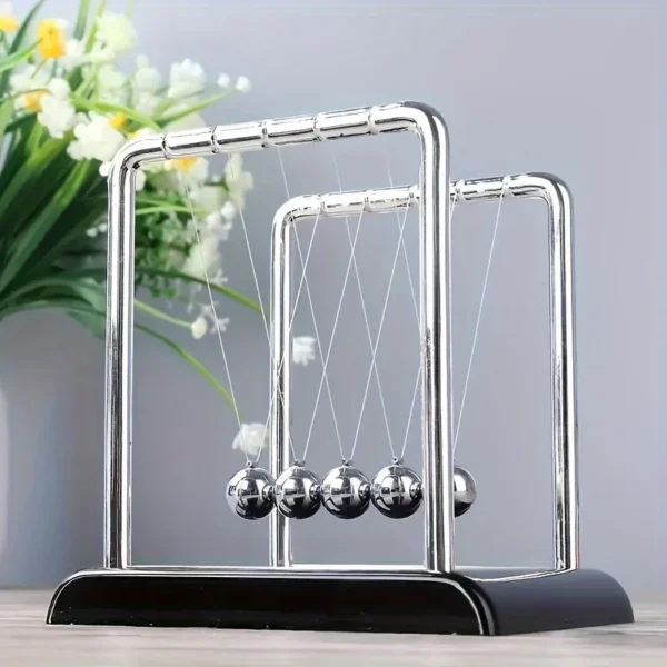 Classic Newtons Cradle Metal Desktop Ornament Black White Sphere Office Home Decor Desk Decoration for Living Room Bedroom Study - Image 4